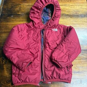 The North Face Burgundy/Plaid Reversible Jacket Size 3T